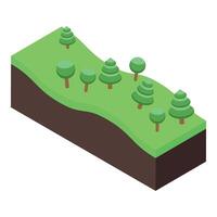 Isometric ground cross section showing soil layers and trees growing vector