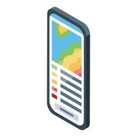 Smartphone showing topographic map with elevation and gps tracking data vector