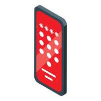 Red smartphone displaying password protected screen, emphasizing mobile security and data privacy in modern communication vector