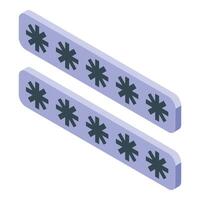 Password protecting web data using asterisks as encryption symbol in isometric view vector