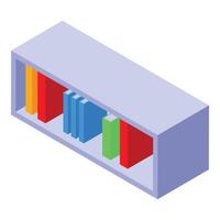 Bookshelf holding colorful books in isometric view vector
