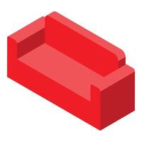 Red sofa representing comfort and relaxation in isometric view vector