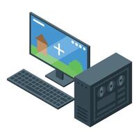 Computer creating virtual house using software editing program vector
