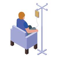 Patient receiving intravenous therapy while sitting comfortably in armchair vector