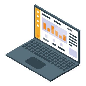 Laptop showing statistical charts and data analysis dashboard vector