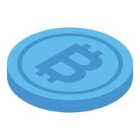 Blue cryptocurrency coin rotating in isometric view vector