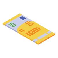 Fifty banknote representing business and finance in isometric view vector