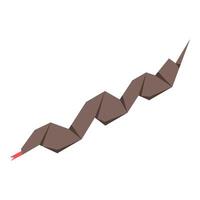 Brown origami paper snake zigzagging on white background vector