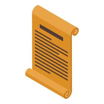 Ancient scroll showing manuscript with isometric projection vector