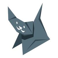 Origami cat smiling, folded paper animal craft vector