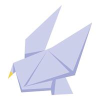 Purple origami bird flapping wings gracefully in flight vector