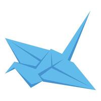 Light blue origami crane flying on white background vector