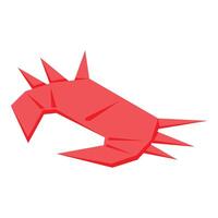 Red geometric origami crab showing claws vector