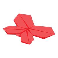 Red geometric origami style abstract cross shape on white background vector