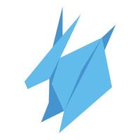 Light blue origami rabbit folded paper animal on white background vector