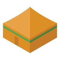 Camping tent exhibiting isometric projection with green border vector