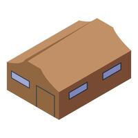 Storage warehouse building with closed rolling shutters door, isometric view vector