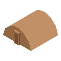 Isometric military tent protecting soldiers during operation vector