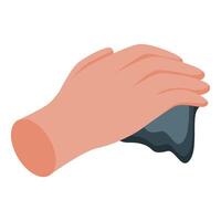 Hand holding and touching kinetic sand, relaxing and satisfying sensory experience vector