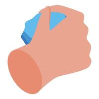 Hand holding and squeezing stress ball for relaxation vector