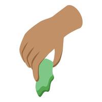Hand holding and showing green play dough, modeling clay or soft putty vector