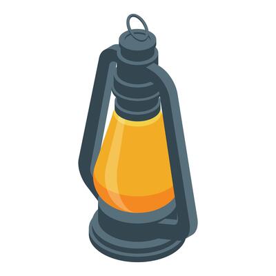 An orange lantern with a yellow light on top
