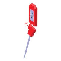 Broken electronic thermometer showing high temperature reading vector