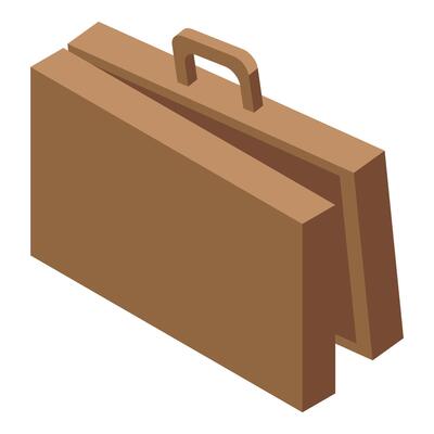Opening wooden briefcase with handle for business documents
