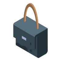A black briefcase with a handle on it vector