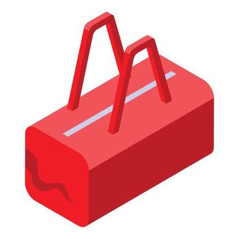 rojo caja de herramientas isométrica proyección demostración manejas y cuerpo vector