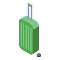 Green suitcase ready for traveling with isometric projection vector