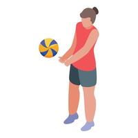Female volleyball player receiving the ball during a match vector