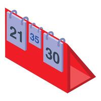 Red desk calendar showing different dates in isometric view vector