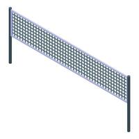 Volleyball net separating playing court halves isometric view vector