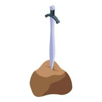 Excalibur sword in the stone icon depicting arthurian legend vector