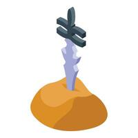 Magic sword stuck in the stone isometric illustration vector