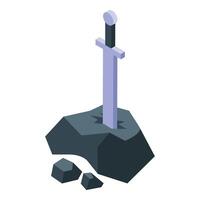 Excalibur sword in the stone, marking the beginning of a new era vector