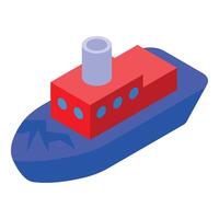 Icebreaker ship breaking through frozen water surface isometric icon vector