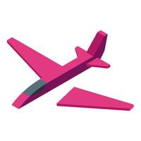 Pink glider plane flying in the sky, isometric view vector