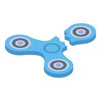 Broken blue fidget spinner toy rotating blades vector