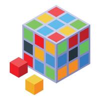 Colorful combination puzzle with missing pieces being restored vector