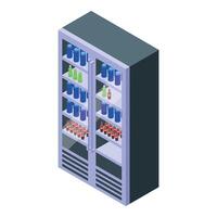 Refrigerator displaying refreshing drinks in bottles and cans vector