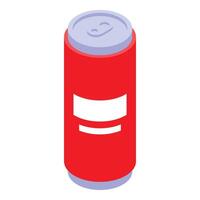 Red aluminum can with white label isometric view vector