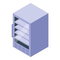 Commercial refrigerator displaying empty shelves in a modern supermarket vector