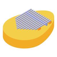 Kalimba musical instrument resting on yellow surface isometric view vector