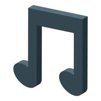 Dark gray music note representing sound and melody in isometric view vector