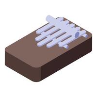 Kalimba musical instrument resting on flat surface in isometric view vector