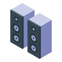 Two gray speakers standing playing loud music vector