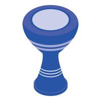 Blue african drum with white stripes creating rhythmic beats vector