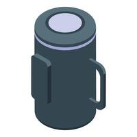 Portable smart speaker with handles emitting light, isometric view vector